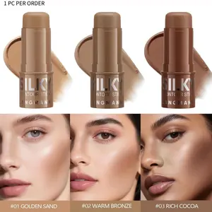 Three-Color Contour Stick, Smooth Blendable Contour, Portable Multi-Functional Face Highlighter, Highlighting Stick, Bronzer, Compact Cosmetic Makeup Tool for a Flawless Skin Finish
