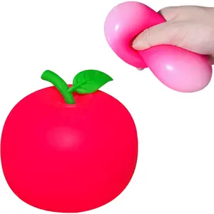 Squishy Apple Stress Balls for Kids and Adults (Pack of 1) Stretchy Dough Squeeze Ball Fidget Toys, Fun and Soft Squishy Toys, Anxiety Relief, Relax, Improve Focus, Easter Basket Stuffers