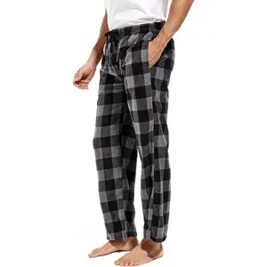 1Pack or 3Pack Mens PJ Pajama Pants Bottoms Fleece Lounge Pants Sleepwear Plaid PJs with Pockets MicrofleeceGift