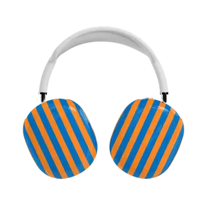 Casely AirPods Max Case | Snap-On Hard Shell Covers | Go New York | Blue & Orange Stripes