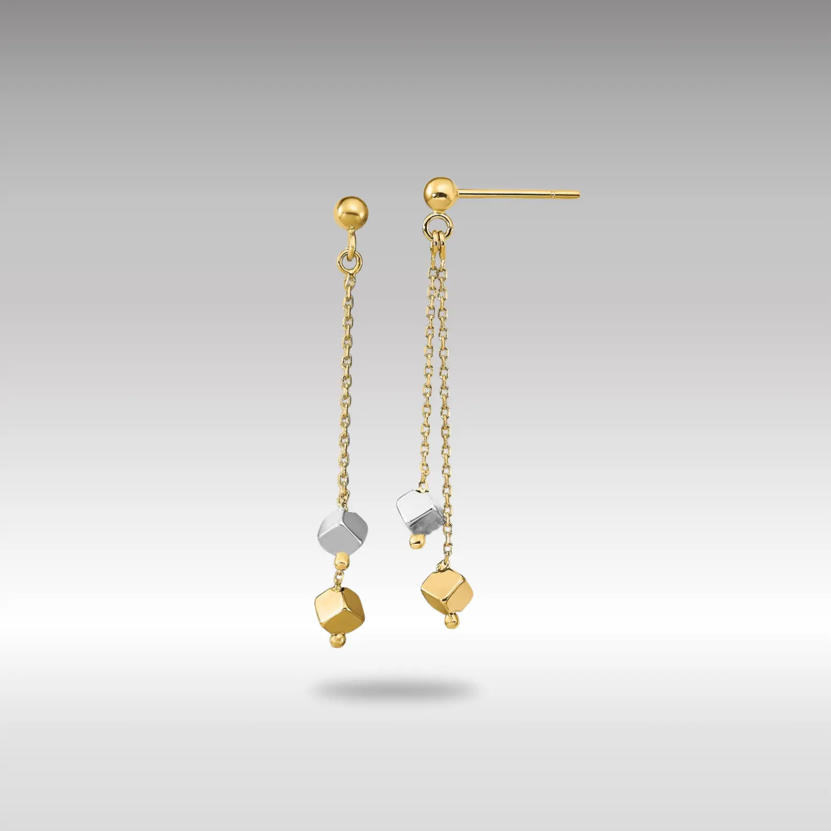 14K Gold Leslie's Two-tone Polished Beaded Post Dangle Earrings - Model LE2065