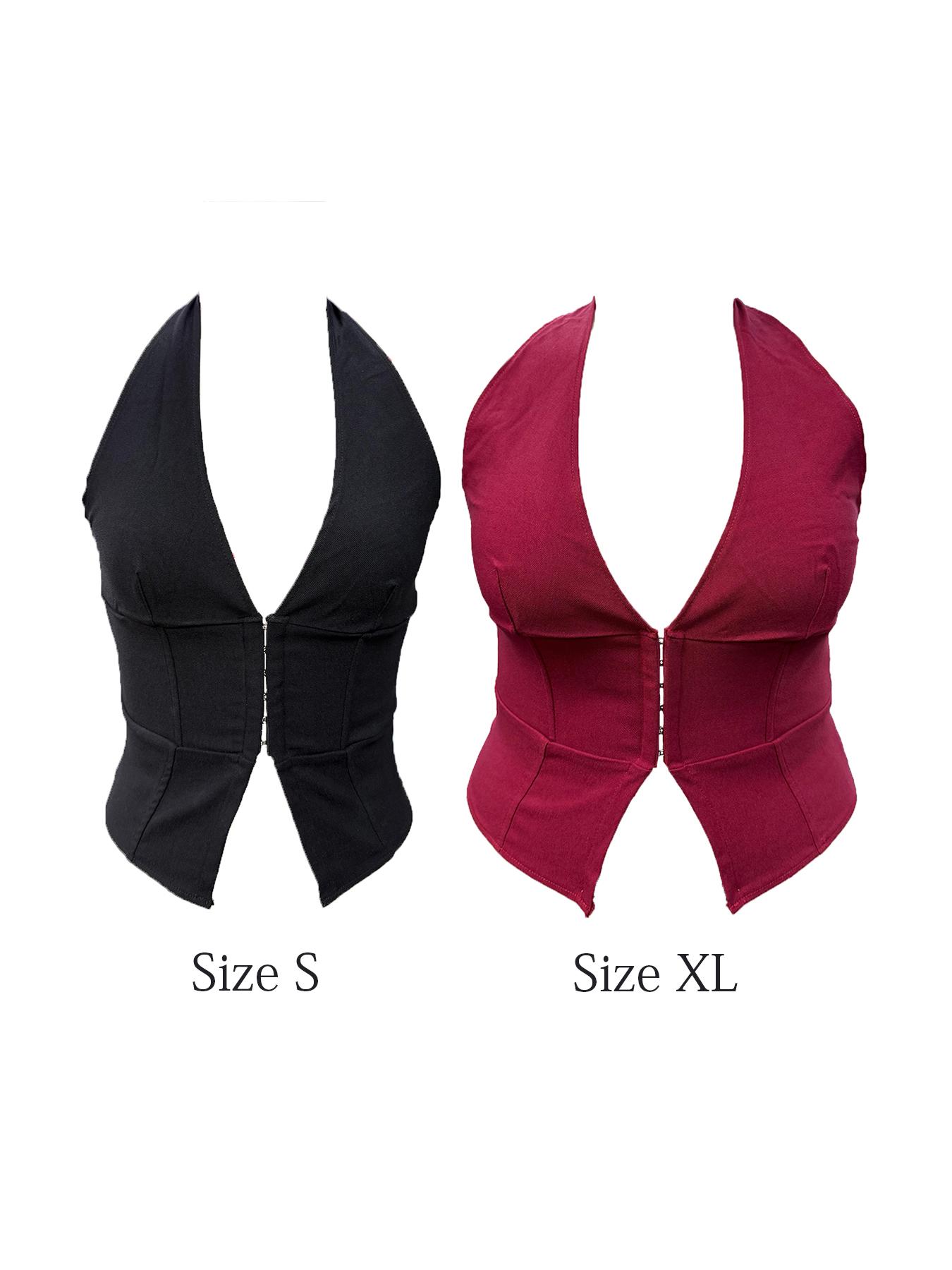 ApperlothA Women's halter corsets Top - Thin Stretchy Rave Hook Grommet Front Lace Up Back Backless Corset Bodyshper Party Crop Tank Top - Christmas & Valentine Outfits SpringStatements