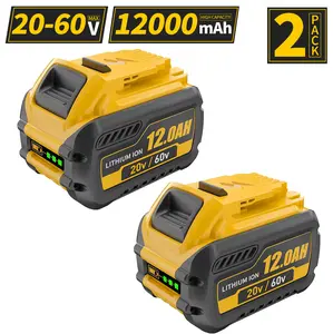 2 Packs 12000mAh DCB612 Battery Replacement for Dewalt Flexvolt 20V/60V Max Lithium Ion Batteries  DCB609   DCB606  DCB207    (Yellow)