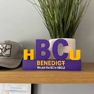 Benedict College 3D Desk Sign 5x10 Inches - Lightweight Durable Yellow & Purple PLA Material HBCU We Put the BC in HBCU Decor