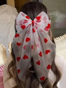 Romantic Heart Bow Hair Clip for Women, Long Hair Decoration Headpiece, Perfect for Daily Wear, Valentine's Day Gift Idea, Goddess Hair Clip