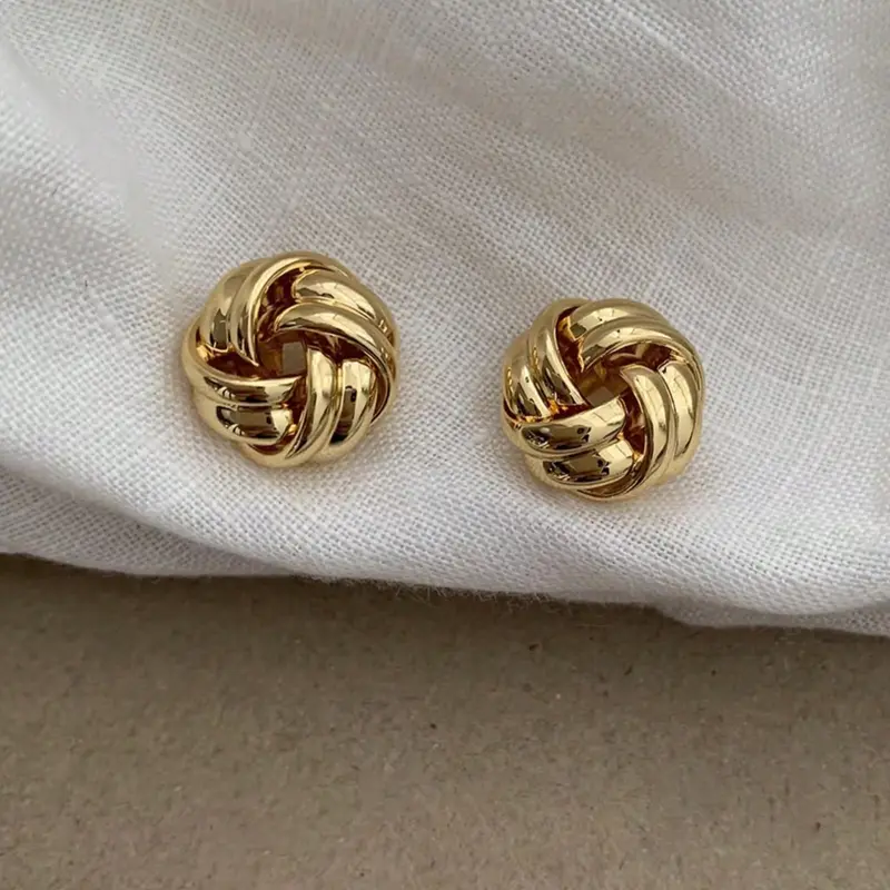 Cute Twist Knot Earrings, Stud Earring Jewelry, Earring Studs, Round Circle Design, Perfect for Daily Wear and Holiday Gifts, Unique Ear Decorations, Trendy Jewelry, Fashion Earrings, Fashionable Earrings