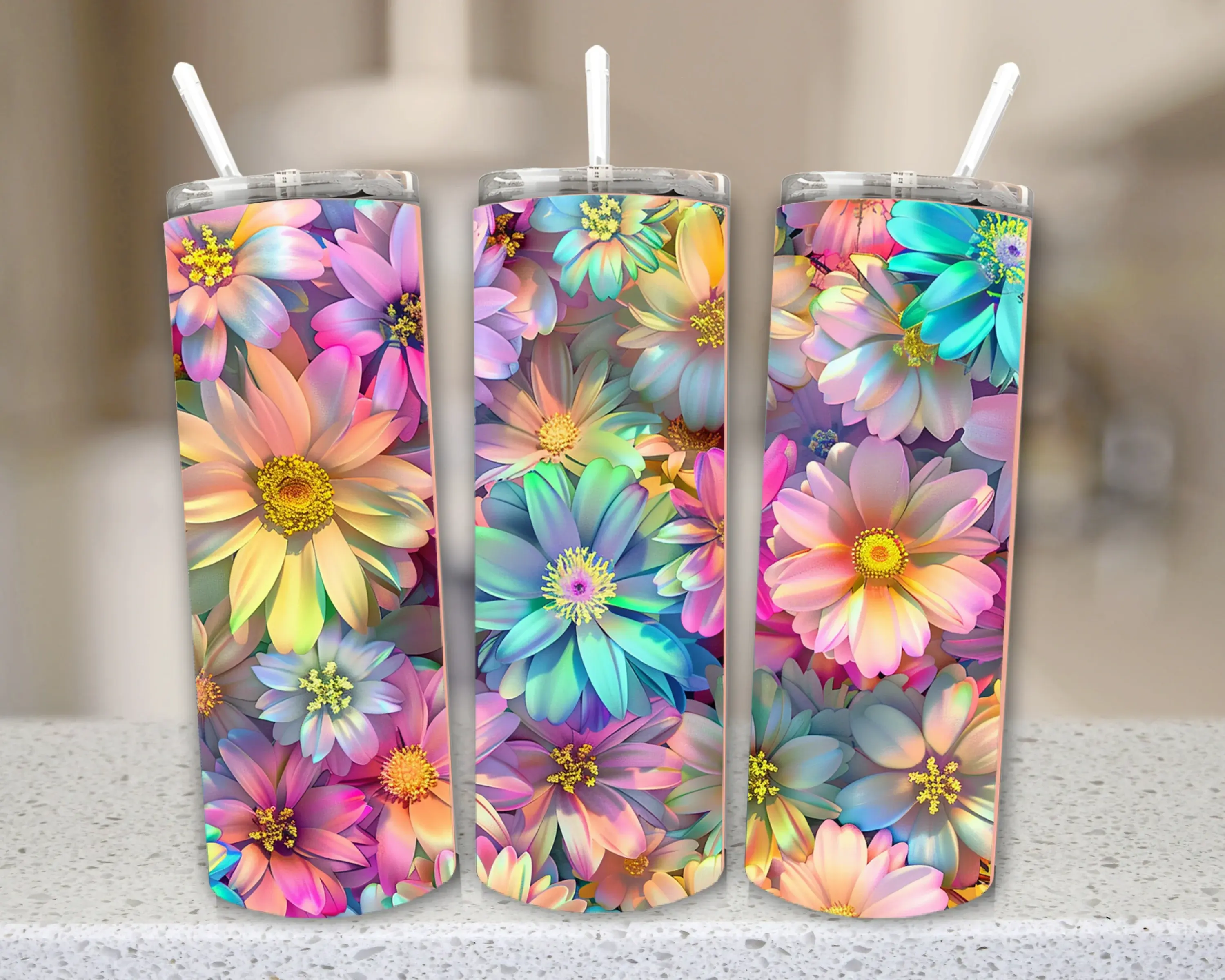 Insulated Floral Stainless Steel Water Bottle - Leak-Proof, Stylish, Portable, 20oz/500-1000ml, Lid-Included, Reusable On-the-Go Kitchenware Drinkware Flask for Adults