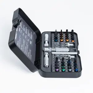 T-Type Detachable Ratchet Handle Repair Tool Set, 40-In-1 Magnetic Screwdriver Bit Socket Kit, Home Use Combination Tools, Magnetic Multipurpose Screwdriver