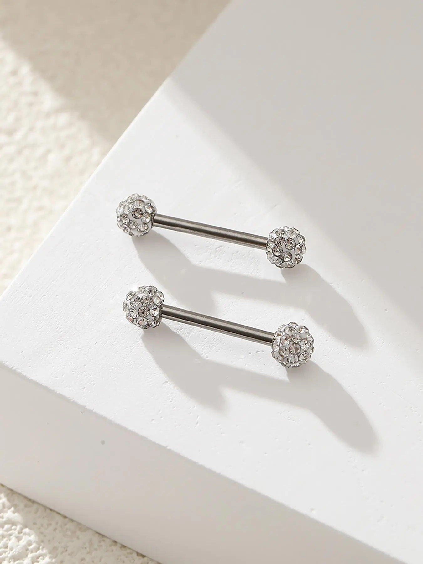 2pcs Rhinestone Decorated Stainless Steel Body Jewelry, Body Jewellery, Piercing Jewelry, Nipple Rings, Body Piercings, for Daily Wear, Fashion Jewelry for Party, Daily Clothing Decor, Jewelry for Birthday Gift