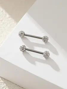 2pcs Rhinestone Decorated Stainless Steel Body Jewelry, Women's Body Jewelry for Daily Wear, Fashion Jewelry for Party, Daily Clothing Decor, Trendy All-match & Exquisite Jewelry for Birthday Gift