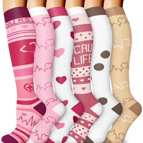 Tinylemon 6 Pairs {Valentine's Day} Knee High Socks for Women and Men Lightweight Fabric Comfortable Design for Athletic Activities - Dress