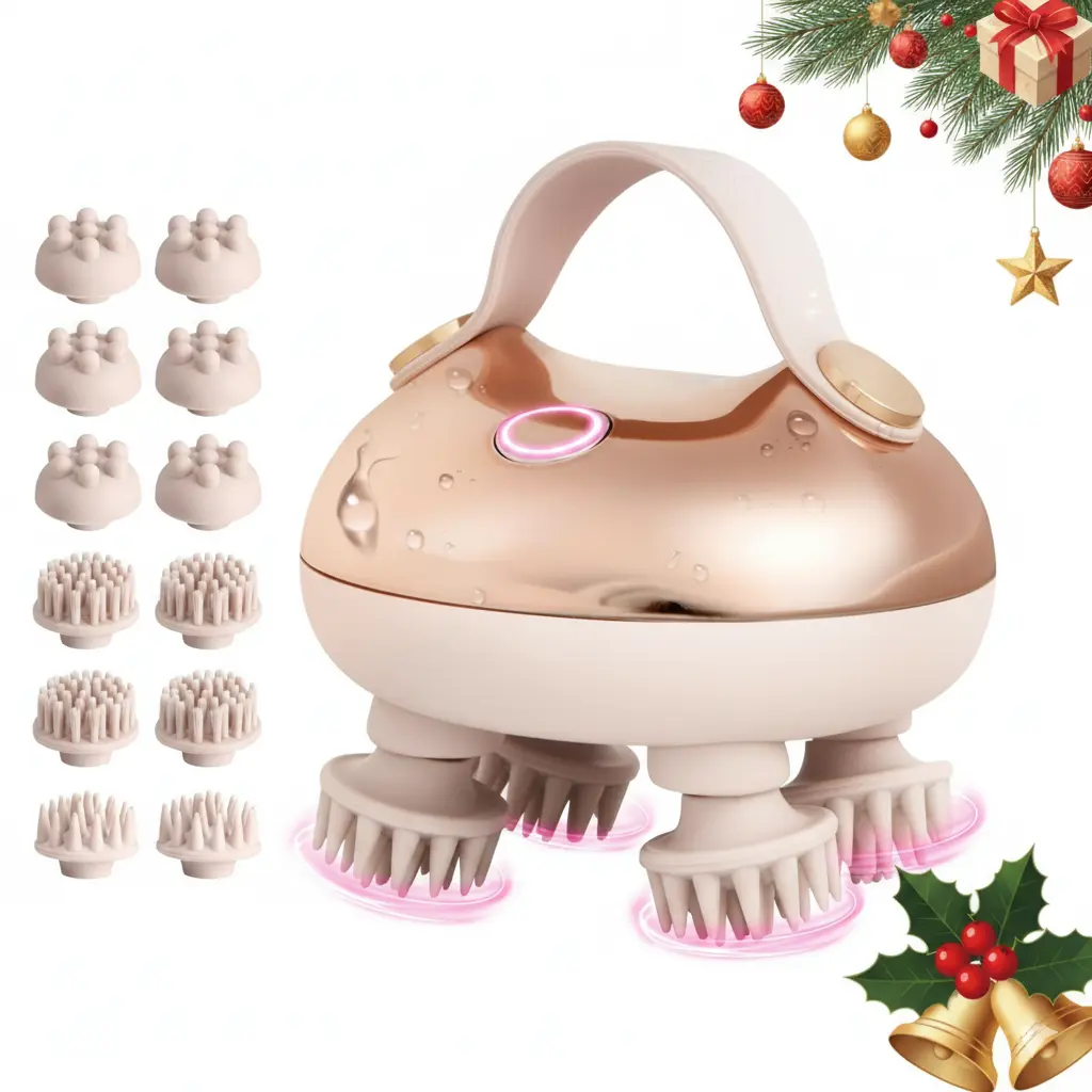 Electric| Cordless Scalp Massager Hair Growth with 3 kneading Modes,USB charging, convenient to carry ，Waterproof Head Massager with 8 Claws for Deep Cleansing,Head Scratcher,Body Massager for Stress Relief, Cat Massager summerwins Portable Golden