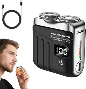 Mini Shaver, Beard Shavers Portable Suitcase Design Razor, Mini Portable Electric Shaver for Men Waterproof, Fast Charging Long Battery Life Double-Ring Magnetic Cutter for Travel