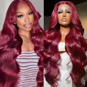 GK 30-Inch 13x6 Body Wave Lace Front Wig, 99J Burgundy Red Wine, 200 Density, Pre-Plucked Glueless, With Baby Hair, Thick Full, Natural Look