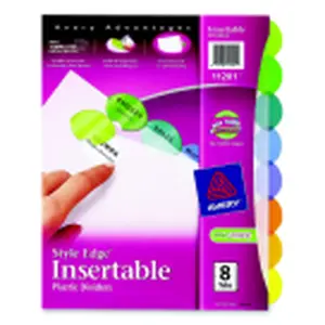 Avery Plastic Style Edge Insertable Divider - 8-Tab, Multiple Color