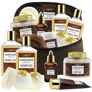 Sandalwood Bath Gift Set - 11Pc Cosmetic Body Care Kit