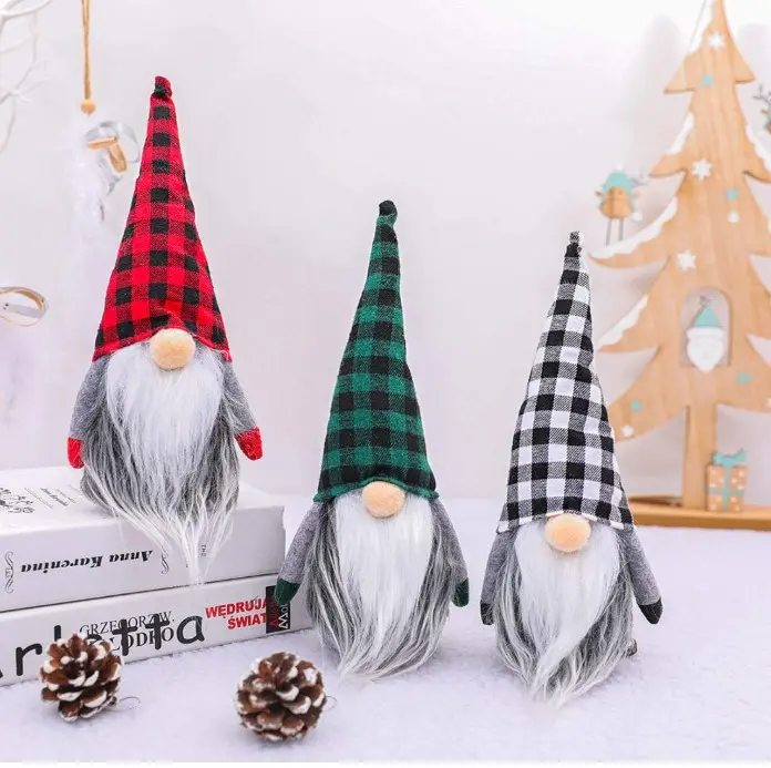 Gnomes Christmas Decorations 3PC Handmade Santa Scandinavian Tomte Plush Gnom, Home Tabletop Ornaments Christmas Gnome Decor for Adults christmas romance