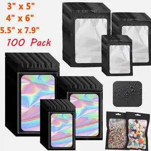 Mylar 100PCS Smell Proof Resealable Zip Seal Bags - Foil Pouches for Organising - Ideal for Everyday Use-Three sizes to choose from Organiser Pack