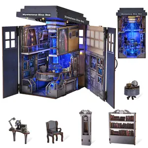 Book Nook Kit, DIY Miniature Dollhouse Kit for Adults and Teens, Booknook Tiny House Kit Bookshelf Decoration 3D Wooden Puzzle Bookend