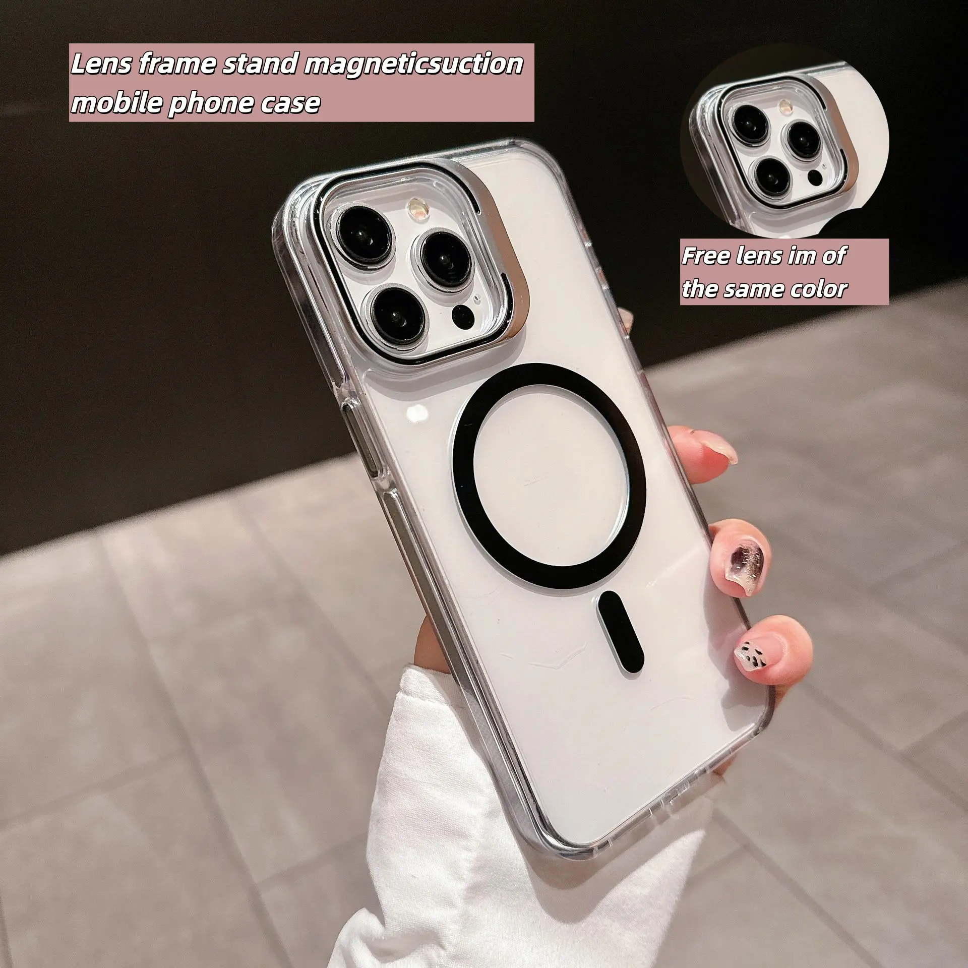 Transparent Anti-Fingerprint Plastic Magnetic Phone Case for iPhone 17 Pro Max,16/15/14/13 - MagSafe Compatible, Military-Grade Shockproof, with Camera Lens Protector & Built-in Stand, Smartphone & Cellphone Protection Cover, Electronics Accessory