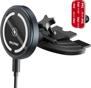 15W Magsafe Car Mount Charger for iPhone 17, Fast Wireless Charging Magnetic CD Slot Holder with 3M Adhesive Base for Dashboard, Aluminum Shell, Compatible with iPhone 16 15 14 Series, Gray