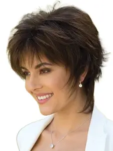 Women's Short Straight Hair Wig, Middle Part Curled Deep, Natural Look, Perfect for Daily Wear, Stylish and Comfortable, Synthetic Wigs, Natural Looking Wigs