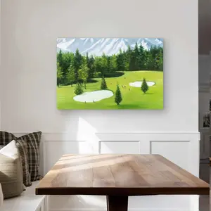Begin Home Decor C1MP2436247CP0 24 x 36 in. White Mountains Metal Print Wall Art - Golf Course with Mountain View