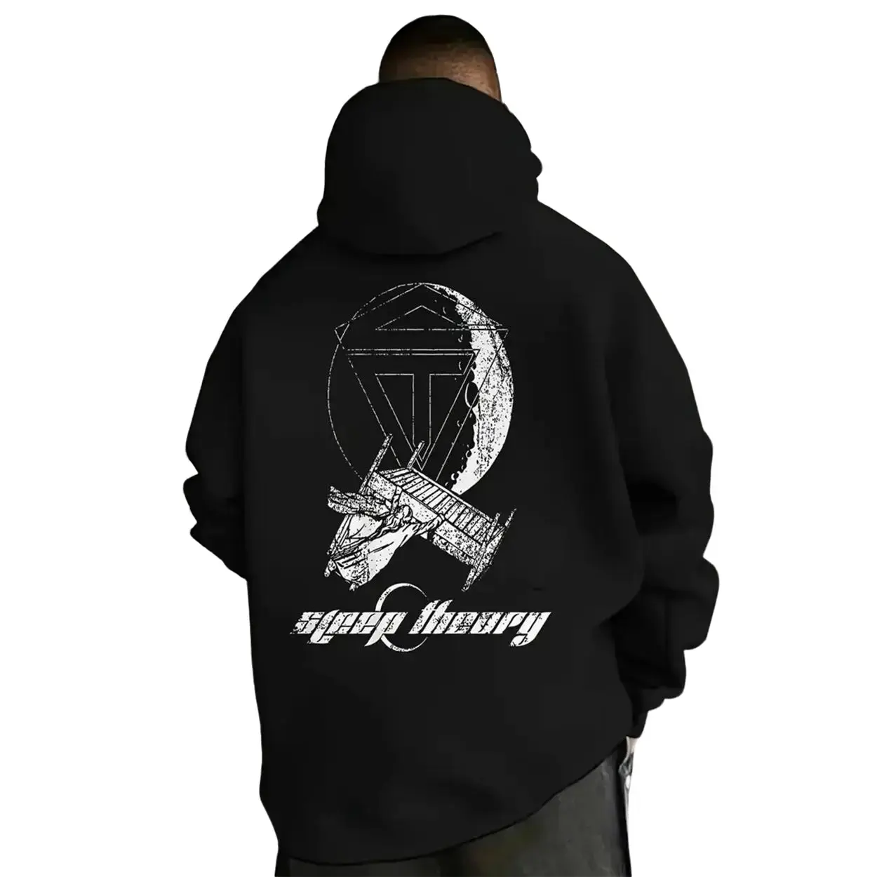 SLEEP THEORY Graphic Hoodie Casual Street Style Fleece Fabric Pullover Hooded Sweatshirt Tops Trendy for Women for Men