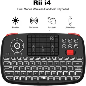 Rii i4 Mini Bluetooth Keyboard with Touchpad, Blacklit Portable Wireless Keyboard with 2.4G USB