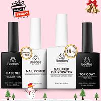 4Pcs Base&TopCoat&Nail Prep Dehydrator&Nail Primer