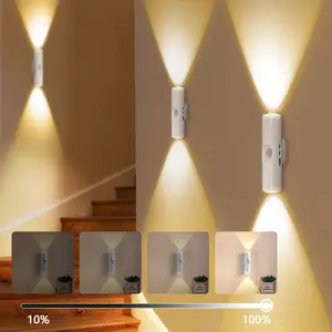 Dual Head Smart Motion Sensor Wall Light, Adjustable 3 Color LED Night Lamp, Modern Night Lights, USB Rechargeable, Wall Mounted, Multifunctional Lighting for Closet, Stairs, Living Room