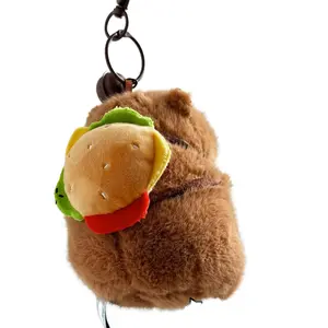 Capybara plush toy hamburger backpack chicken head keychain pendant