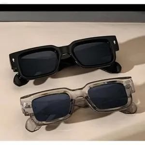 2 Pack Square Sunglasses for Women & Men – Y2K Retro Fashion Sunglasses, UV400 Protection, Black & Clear Frame, Lightweight Comfortable Shades for Beach, Travel, Streetwear & Everyday Wear