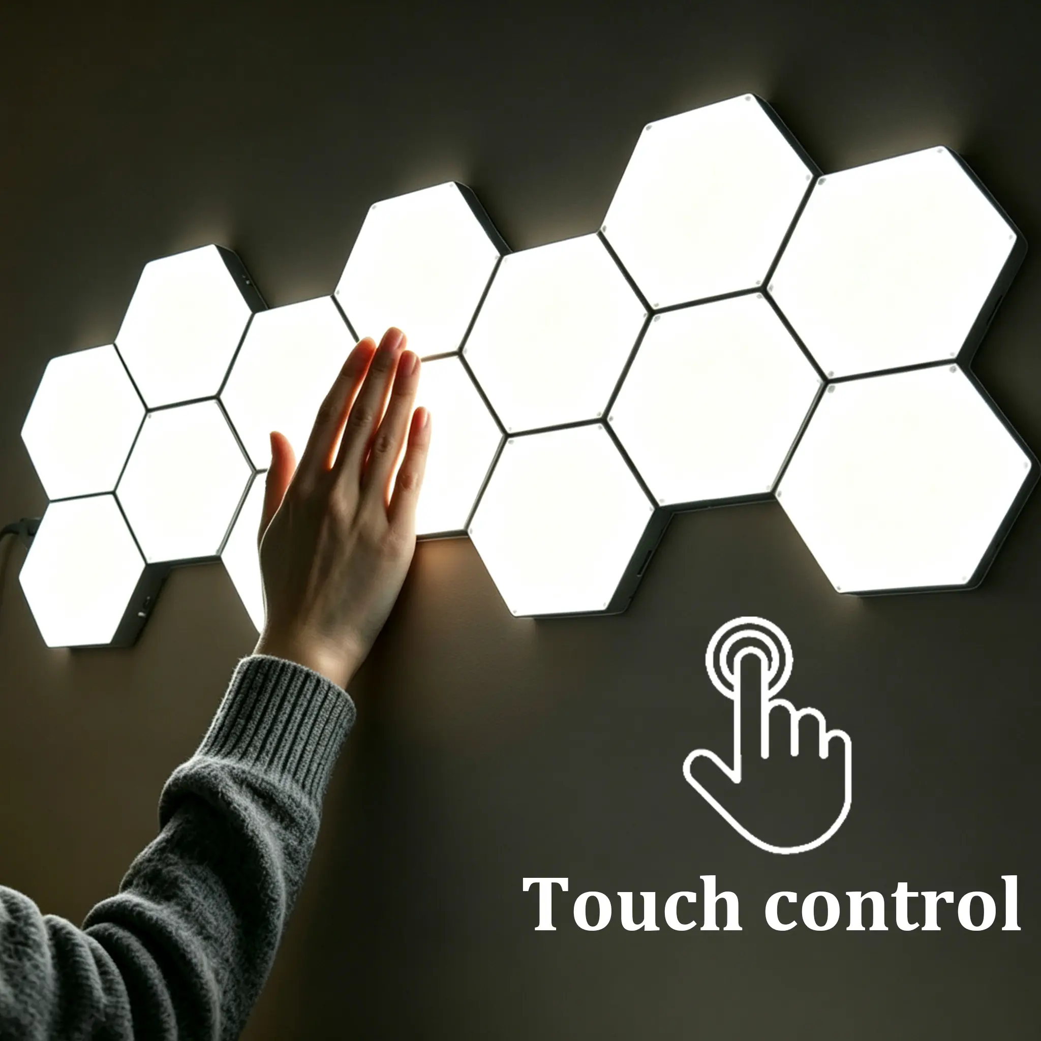 Modular Hexagon LED Wall Lights, Touch Control Dimmable Splicing Night Lamp, DIY Assemble Panel Lights for Gaming Room Bedroom Home Decor, Christmas Birthday Holiday Decorative Lighting