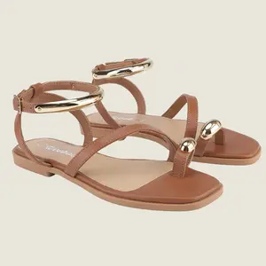 Belovely Modern Muse: Sculpted Toe Ring Flat Sandals [HEATHER-1]
