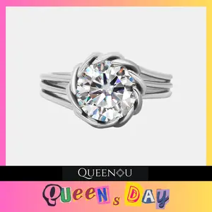 【227】QUEENSDAY 3CT Round Synthetic Moissanite Ring– Elegant and Radiant Choice for Special Occasions