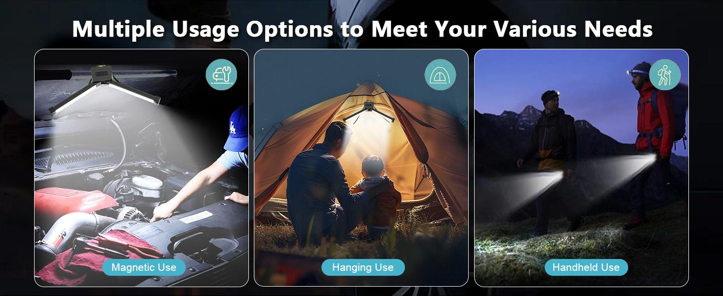 Portable Magnet LED Flashlight for GymPosing - 180-Degree Folding Magnetic Work Light with 7th Gear Dimming, 4x4x2 inch, 0.33 lb, Adjustable Visibility