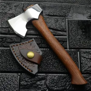 Mini axe with leather case, desktop pencil sharpener, home unboxing tool, camping barbecue, meat cutting