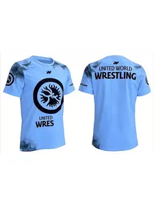 New United World Wrestling Men's Black and White Pattern Teeth Protection Quick Drying MMA Training Battle T-shirt