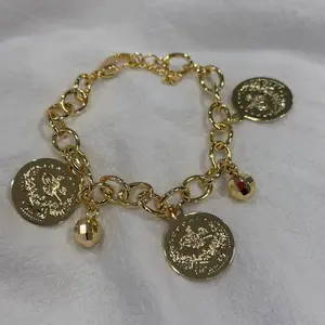 Brazalete cristal oscuri 7 inches plus extension gold plated 14 k