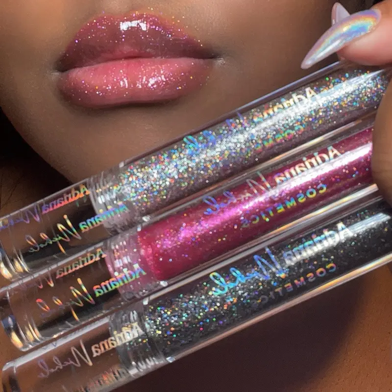 Holographic Lip Gloss by Adriana Nichole Cosmetics, Hydrating Moisturizer Iridescent Shimmer Gloss Makeup for Lips Lip Care Moisture