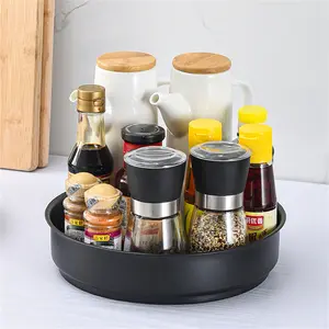 Kitchen Rotating Spice Rack Countertop Corner Condiment Storage Holder, Home Seasoning Organizer Box, Oil Salt Sauce Vinegar Container