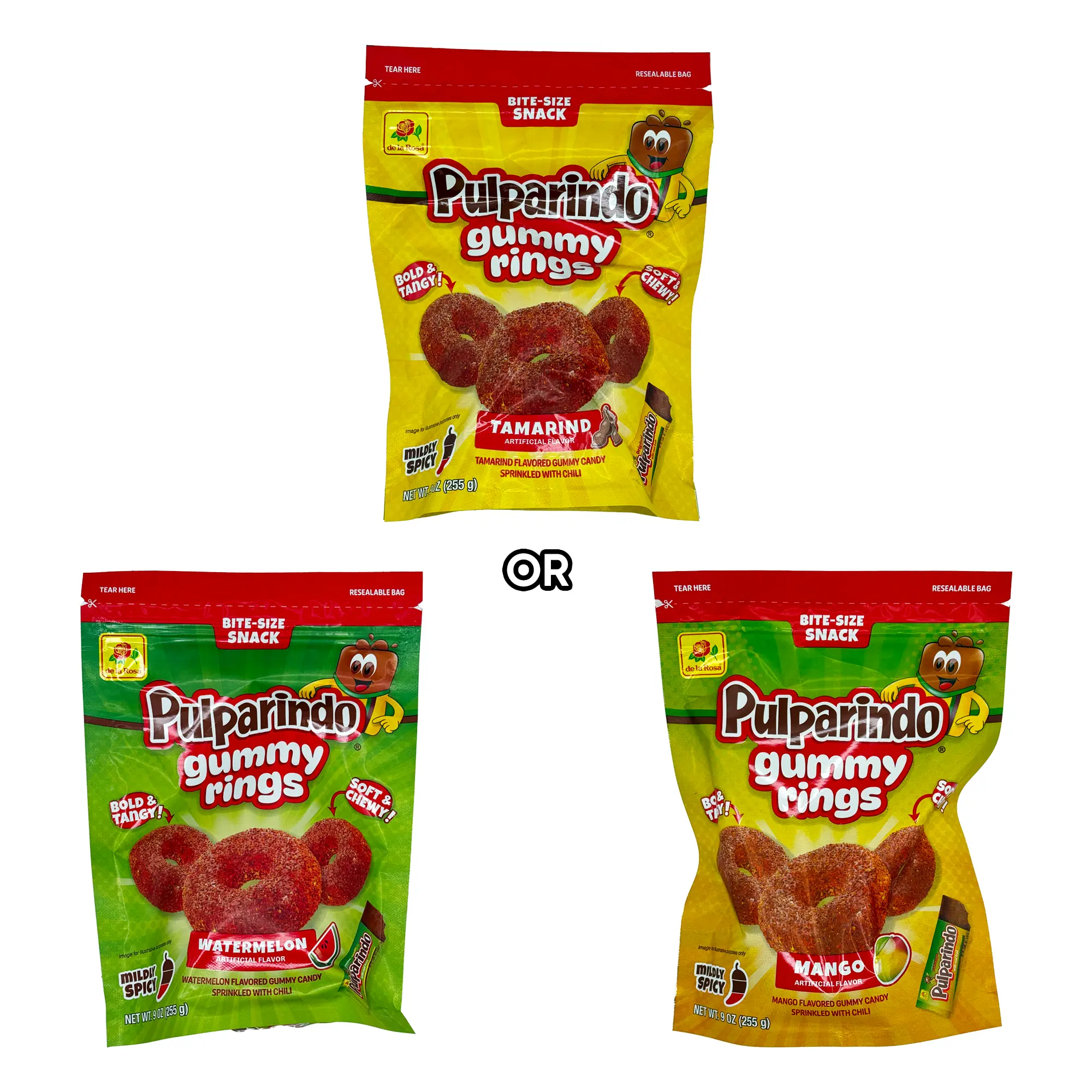 Pulparindo Gummy Rings - 9 oz Bag – Tamarindo, Mango, or Watermelon Flavors – Mexican Candy Gummies Gomitas Dulces Mexicanos Pulparindo Gummy Rings - 9 oz Bag – Tamarindo, Mango, or Watermelon Flavors – Mexican Candy Gummies Gomitas Dulces Mexicanos
