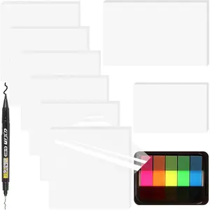 10 Pack Transparent Sticky Notes (with Sticky Tabs & Pen),  Clear Sticky Note 3x3 5X  Adhesion,  Translucent Sticky Note Office,School Supplies, 50 Sheets/Pad