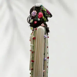 Crochet Hooded Capelet - Cottagecore Floral Bucket Hat, Vintage Knit Poncho Hood with Brim, Boho Women's Warm Headwear (Handmade Y2K Aesthetic)