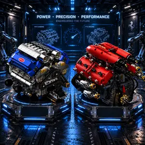 V8 Engine Building Block Set, DIY Mechanical Motor Model Kit for Car Enthusiasts, Creative Technic Style Mini Bricks Collectible Display for Teens Adults, STEM Assembly Toy, Christmas Birthday Holiday Gift fathersdaygiftideas