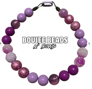 Pawpurrella Purple Beaded Dog Collar- Inspired Colors - Personalized Charms offered