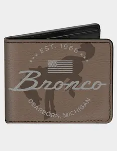 BUCKLE-DOWN  Mens Ford Bucking Bronco Icon Bifold Wallet, Brown Combo
