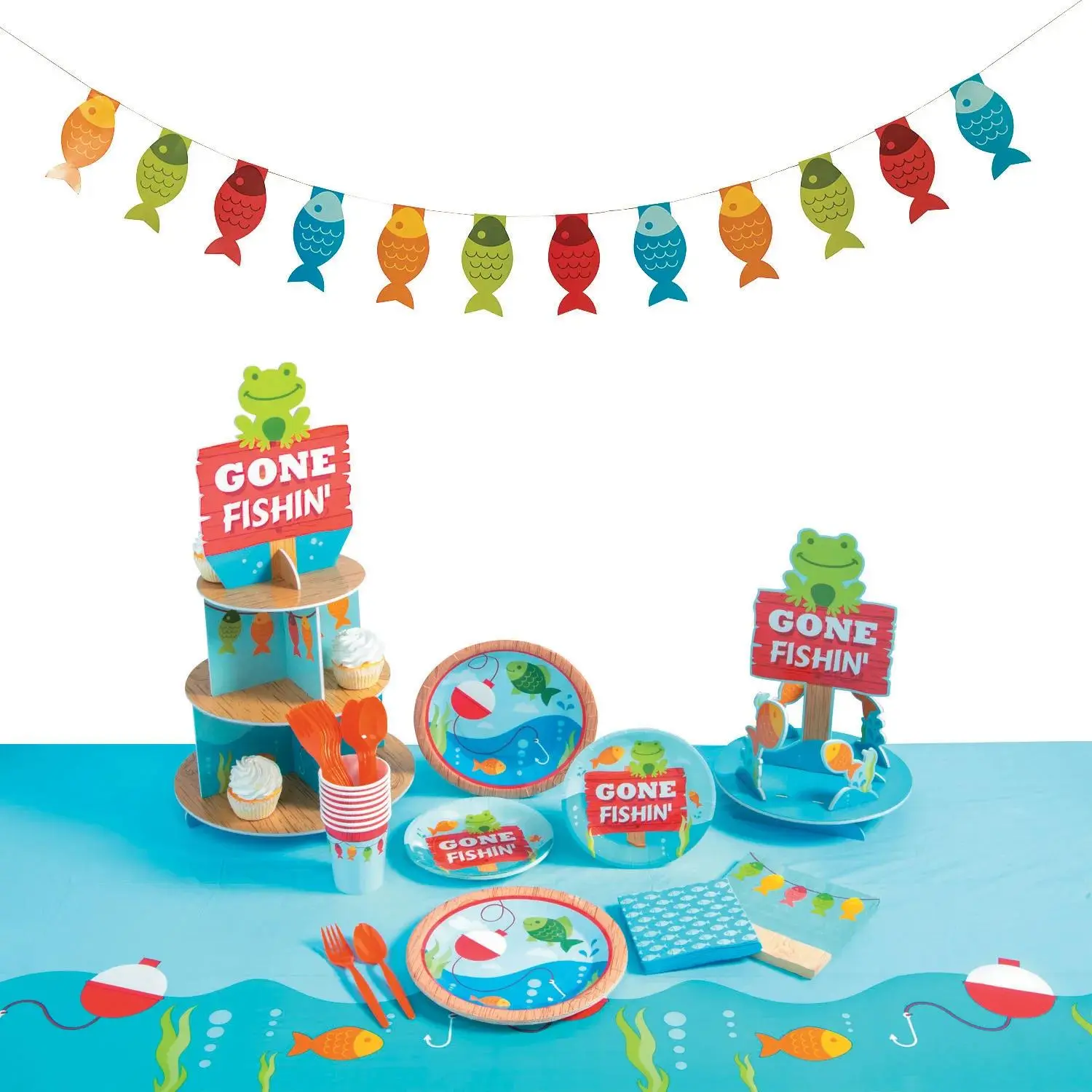191 Pc. Little Fisherman Deluxe Disposable Tableware Kit for 24 Guests, Spoon, Plates