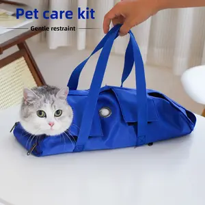 Multifunctional pet carrier, cat carrier, travel bag, foldable, with nail clippers, anti-scratch and bite protection, injection-proof, fixed pet carrier